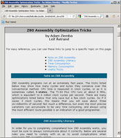Z80 Assembly Optimization Tricks, by Adam Ziemba and Leif Astrand